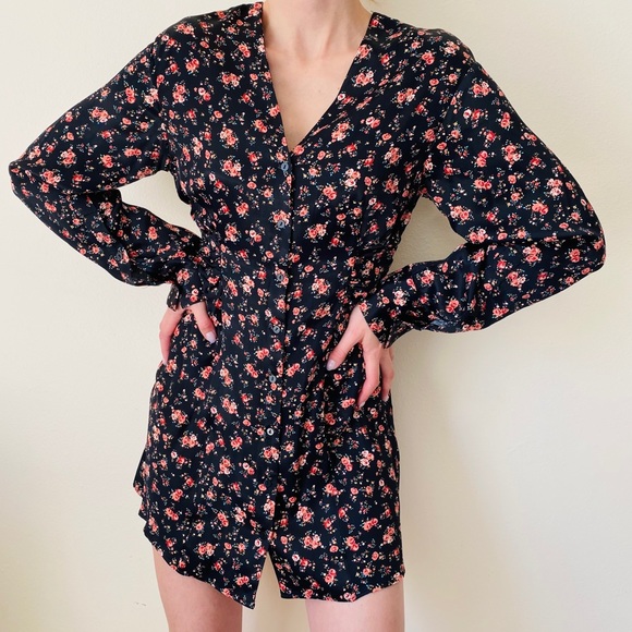 NWT Zara Long Sleeve Floral Print Mini Dress - Picture 3 of 11